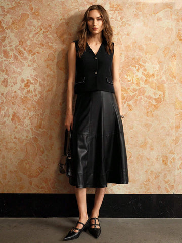 MOTF PREMIUM PU LEATHER A LINE SKIRT