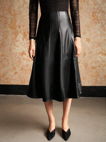MOTF PREMIUM PU LEATHER A LINE SKIRT