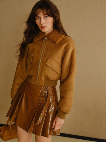MOTF PREMIUM PU LEATHER BUCKLE PLEATED SKIRT