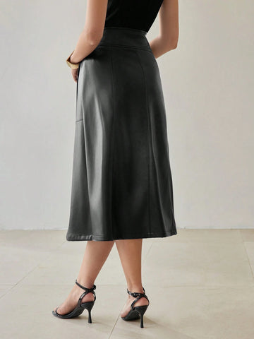MOTF PREMIUM PU LEATHER D-RING WRAP SKIRT