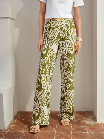 MOTF PREMIUM RETRO PRINT WIDE LEG PANTS