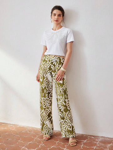 MOTF PREMIUM RETRO PRINT WIDE LEG PANTS
