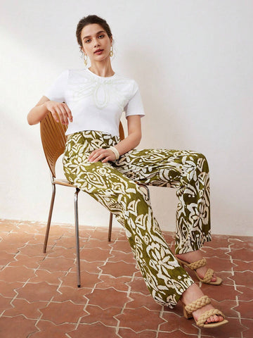 MOTF PREMIUM RETRO PRINT WIDE LEG PANTS