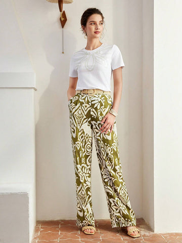 MOTF PREMIUM RETRO PRINT WIDE LEG PANTS