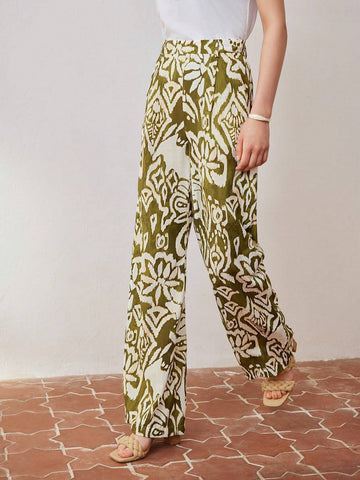 MOTF PREMIUM RETRO PRINT WIDE LEG PANTS