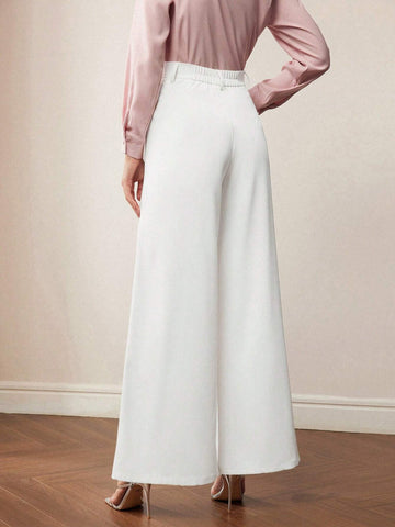 MOTF PREMIUM RHINESTONE FRINGE FLAP DETAIL WIDE LEG PANTS
