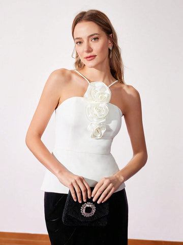 MOTF PREMIUM ROSETTE PEPLUM TOP