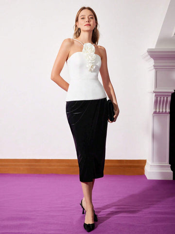MOTF PREMIUM ROSETTE PEPLUM TOP