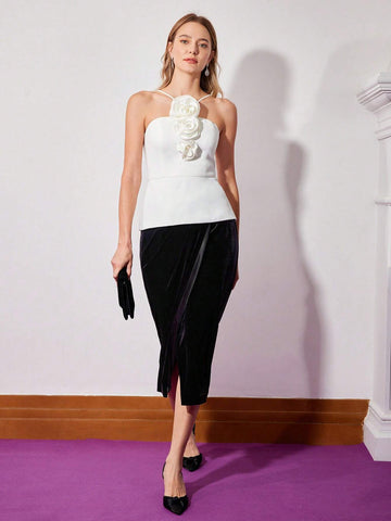 MOTF PREMIUM ROSETTE PEPLUM TOP