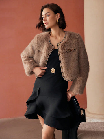 MOTF PREMIUM RUFFLE HEM FLORAL DECOR DRESS