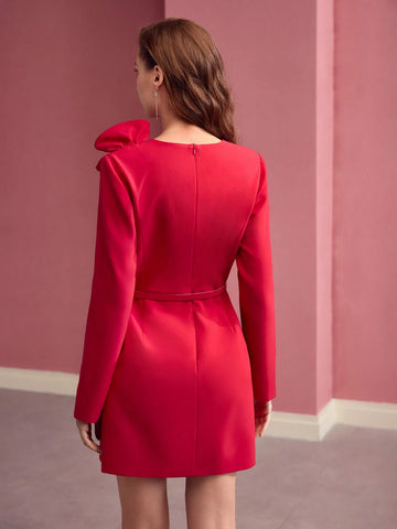 MOTF PREMIUM RUFFLE TRIM FITTED DRESS