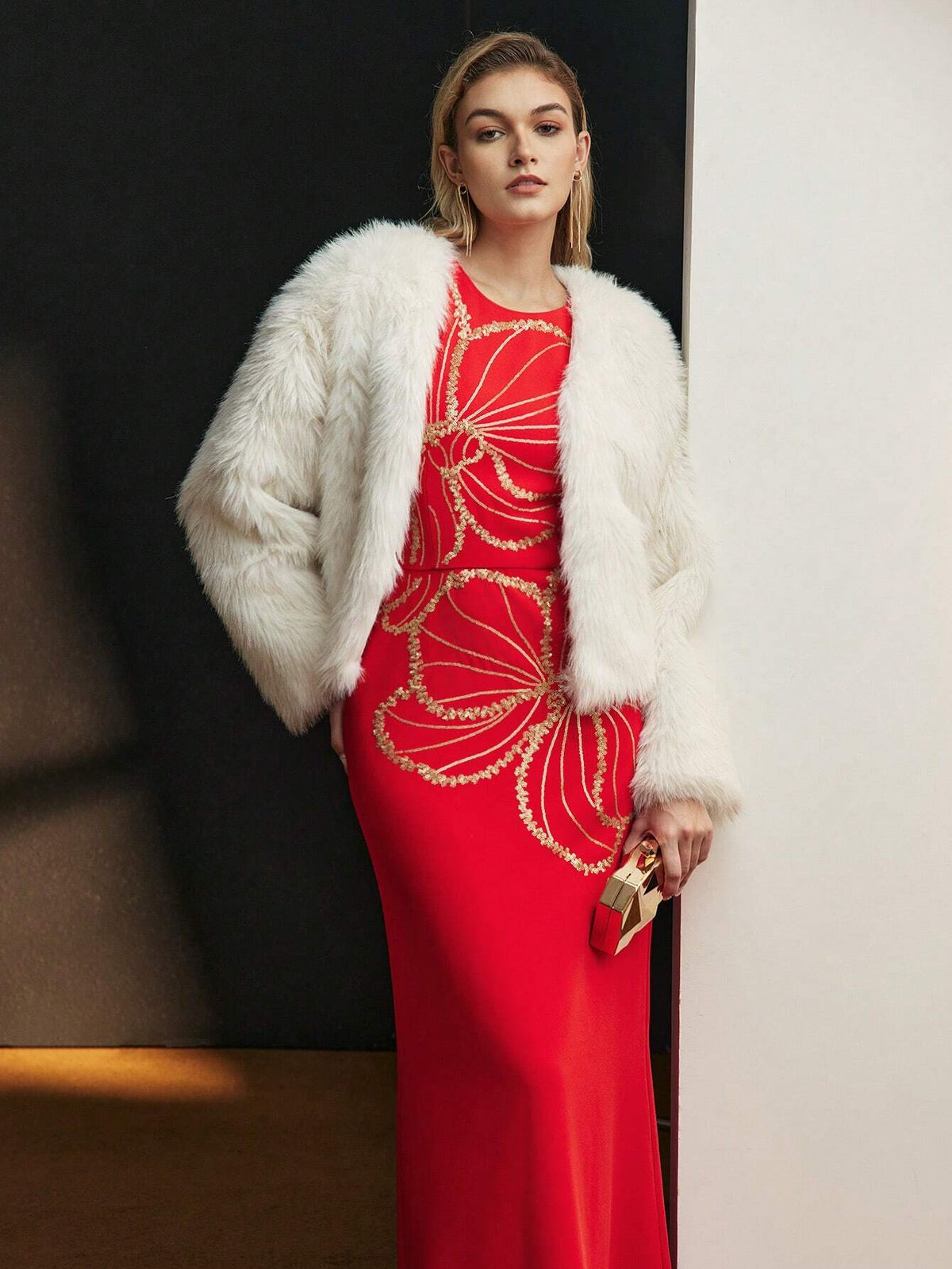 MOTF PREMIUM SEQUIN DETAIL FLORAL PATTERN FLOWY HEM COCKTAIL DRESS