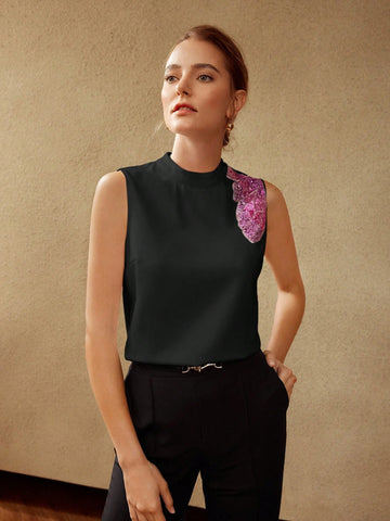 MOTF PREMIUM SEQUIN EMBELLISHED SLEEVELESS BLOUSE