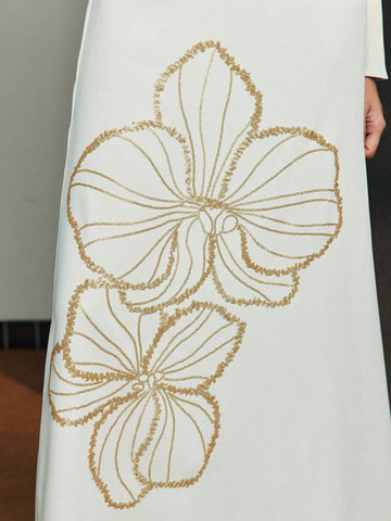 MOTF PREMIUM SEQUIN FLORAL PATTERN V-NECK CUTOUT WAIST COCKTAIL DRESS