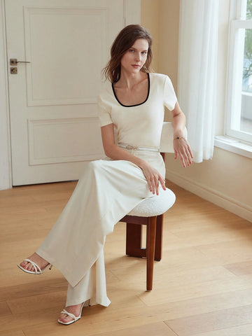 MOTF PREMIUM SIMPLE CONTRAST TRIM RIBBED TEE