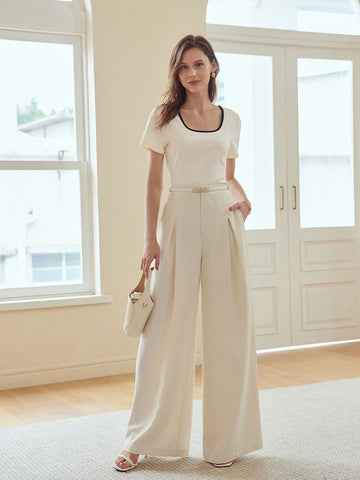 MOTF PREMIUM SIMPLE CONTRAST TRIM RIBBED TEE