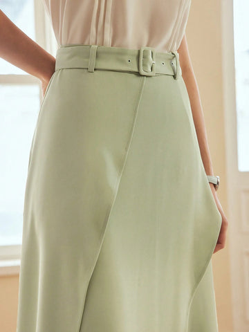 MOTF PREMIUM SIMPLE SOLID BELTED SKIRT