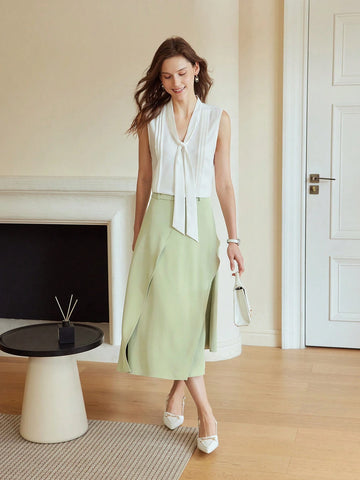 MOTF PREMIUM SIMPLE SOLID BELTED SKIRT