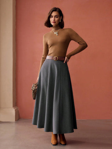MOTF PREMIUM SIMPLE VINTAGE FLARED LONG SKIRT, WOMEN OUTFIT