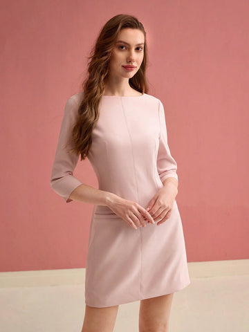 MOTF PREMIUM SIMPLE ZIPPER BACK FITTED DRESS