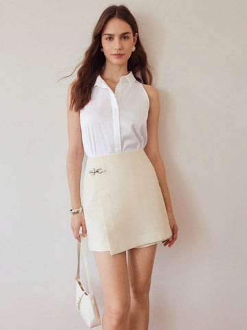 MOTF PREMIUM SOLID BUCKLE DETAIL SKORT