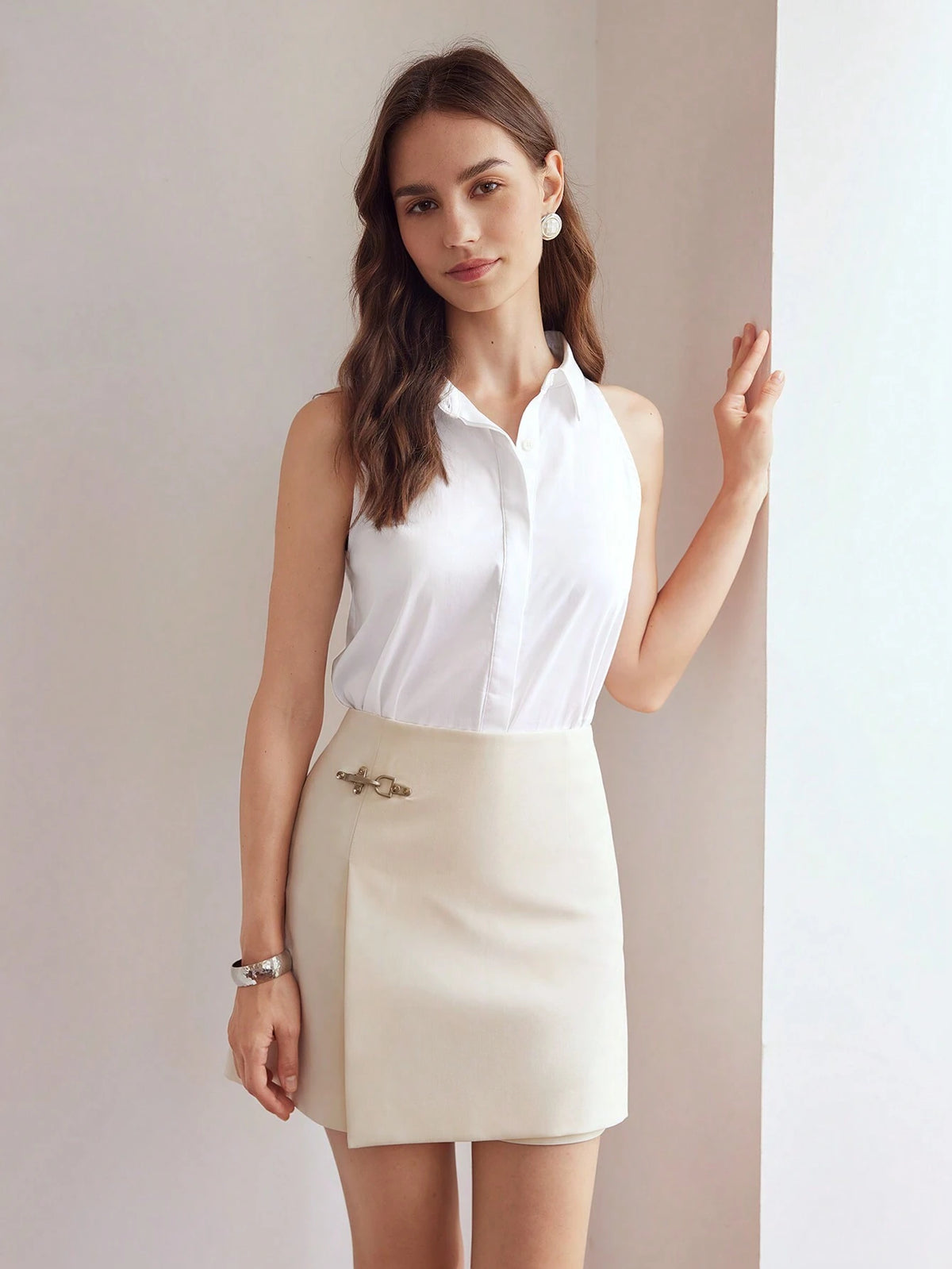 MOTF PREMIUM SOLID BUCKLE DETAIL SKORT