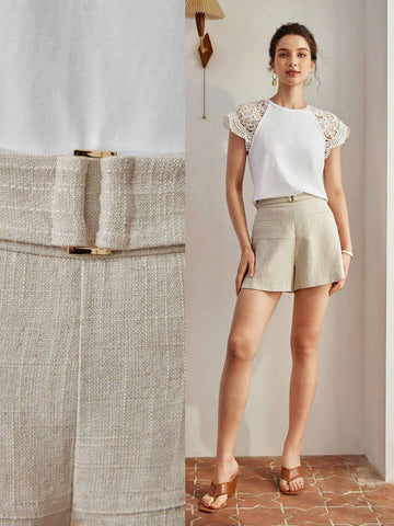 MOTF PREMIUM SOLID BUCKLE WAIST SHORTS