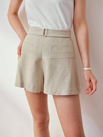 MOTF PREMIUM SOLID BUCKLE WAIST SHORTS