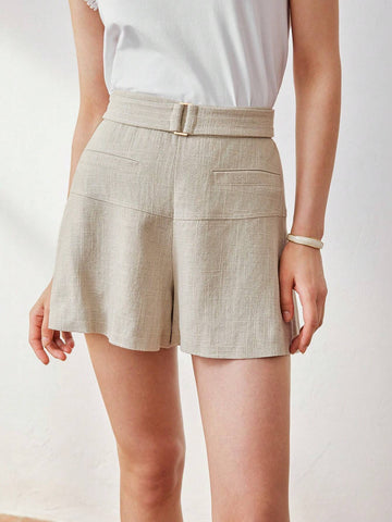 MOTF PREMIUM SOLID BUCKLE WAIST SHORTS