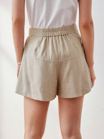 MOTF PREMIUM SOLID BUCKLE WAIST SHORTS