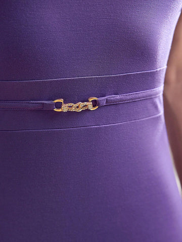 MOTF PREMIUM SOLID CHAIN WAIST SLIM FIT DRESS