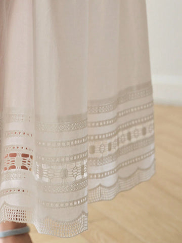 MOTF PREMIUM SOLID ELASTIC WAIST LACE INSERT SKIRT