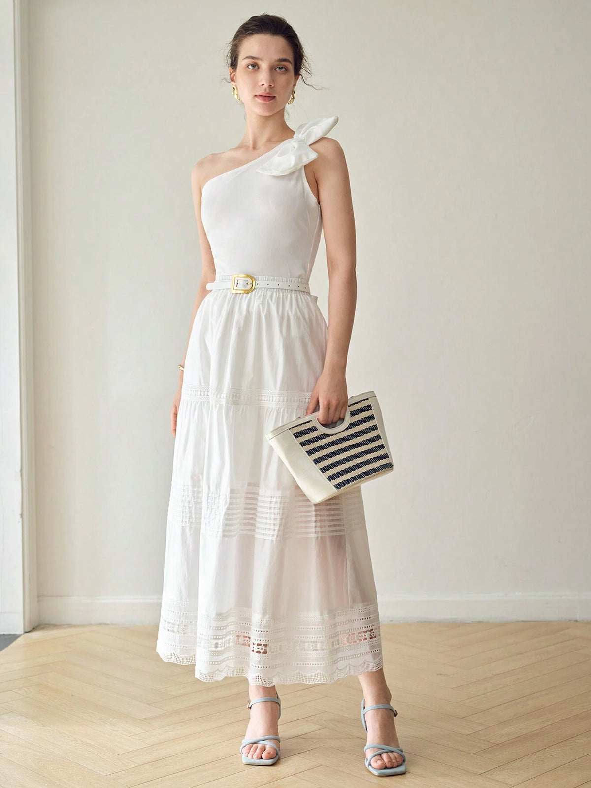 MOTF PREMIUM SOLID ELASTIC WAIST LACE INSERT SKIRT