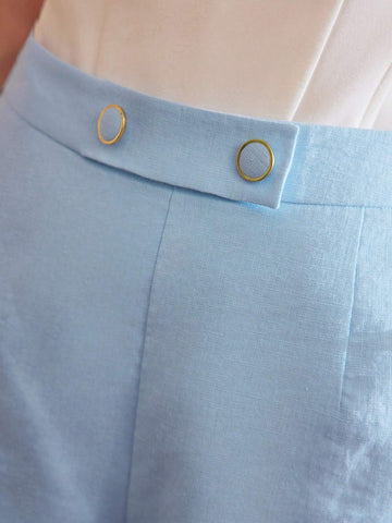 MOTF PREMIUM SOLID ELASTIC WAIST SLANT POCKET SHORTS