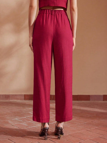 MOTF PREMIUM SOLID FOLD PLEATED SLANT POCKET SUIT PANTS