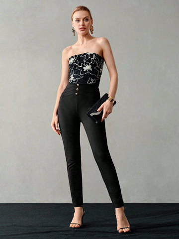 MOTF PREMIUM SOLID GOLD BUTTON DETAIL SKINNY PANTS FOR SUMMER