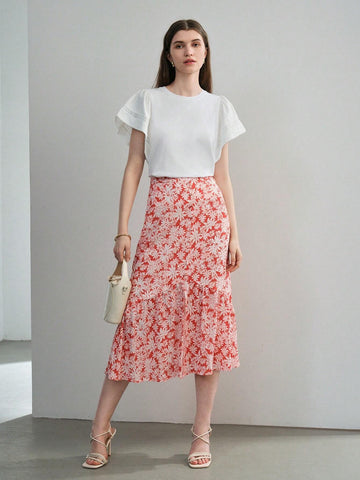 MOTF PREMIUM SOLID LACE INSERT FLUTTER SLEEVE TEE