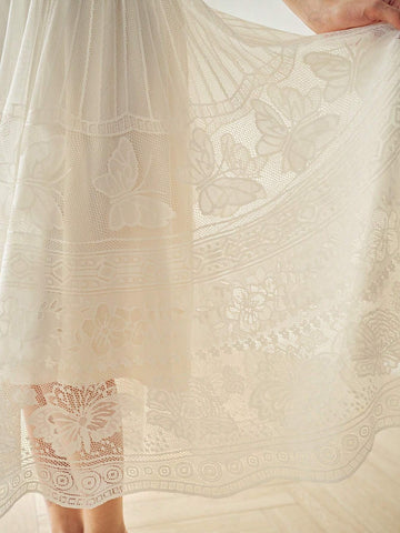 MOTF PREMIUM SOLID LACE OVERLAY FLARE SKIRT