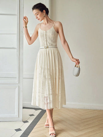 MOTF PREMIUM SOLID LACE OVERLAY FLARE SKIRT
