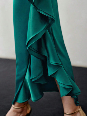 MOTF PREMIUM SOLID LAYERED RUFFLE TRIM TUBE PROM DRESS