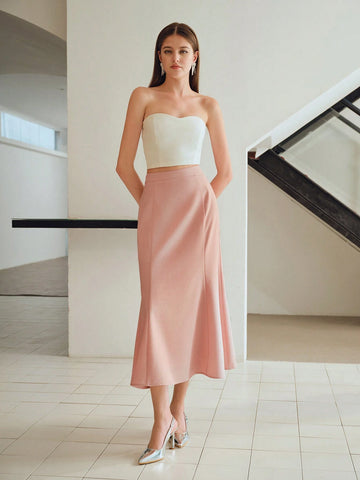 MOTF PREMIUM SOLID MERMAID HEM LONG SKIRT