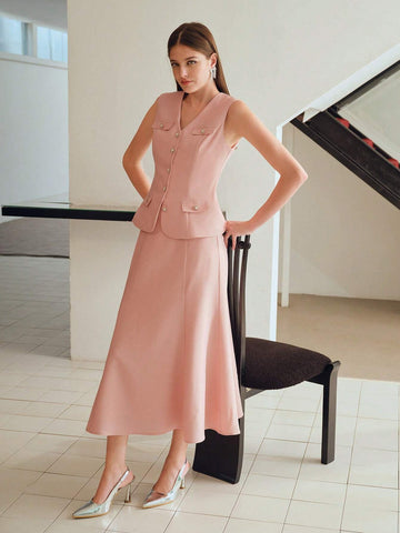 MOTF PREMIUM SOLID MERMAID HEM LONG SKIRT