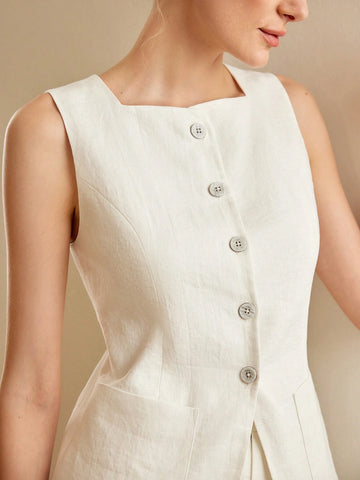 MOTF PREMIUM SOLID PATCH POCKET BUTTON PLACKET BLOUSE
