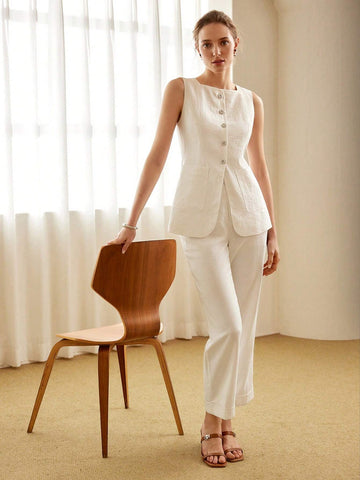 MOTF PREMIUM SOLID PATCH POCKET BUTTON PLACKET BLOUSE