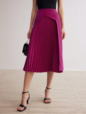 MOTF PREMIUM SOLID PLEATED PANEL STRAIGHT SKIRT