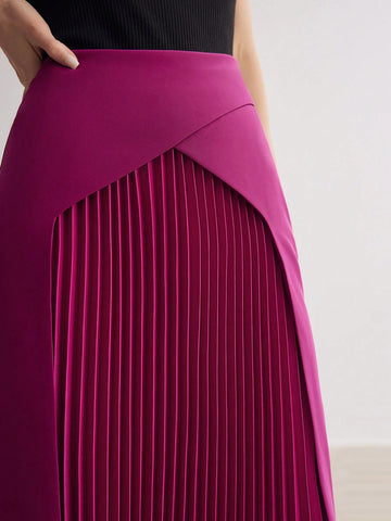 MOTF PREMIUM SOLID PLEATED PANEL STRAIGHT SKIRT