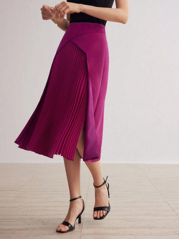 MOTF PREMIUM SOLID PLEATED PANEL STRAIGHT SKIRT