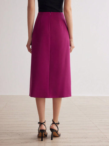 MOTF PREMIUM SOLID PLEATED PANEL STRAIGHT SKIRT