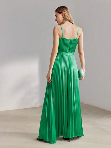 MOTF PREMIUM SOLID PLEATED WIDE LEG SLIP JUMPSUIT