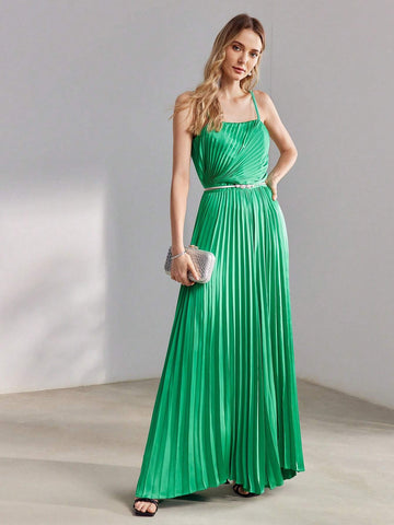 MOTF PREMIUM SOLID PLEATED WIDE LEG SLIP JUMPSUIT